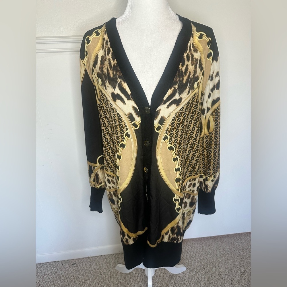 Black Label Brown and Black Print Women's Sweater size 2